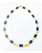 Collier Pierre de Lune Citrine et Onyx 38 cm