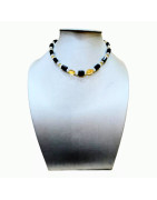 Collier Pierre de Lune Citrine et Onyx 38 cm