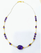 Collier Améthyste et Perles d'Eau Douce 46 cm