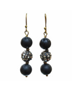 Boucles Onyx Mat Swarovski Laiton