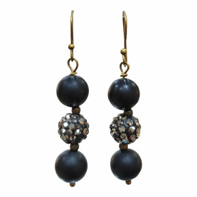 Boucles Onyx Mat Swarovski Laiton