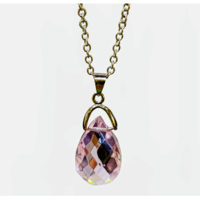 Pendentif Swarovski Cristal Rose sur Chaîne Acier Inox 42 + 4 cm