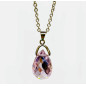 Pendentif Swarovski Cristal Rose sur Chaîne Acier Inox 42 + 4 cm