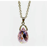 Pendentif Swarovski Cristal Rose sur Chaîne Acier Inox 42 + 4 cm