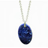 Pendentif Lapis-Lazuli Ovale sur Chaîne Acier Inox 42 + 7 cm