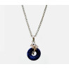 Pendentif Lapis-Lazuli Donut avec Dauphin sur Chaîne Acier Inox 42 + 4 cm