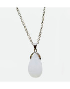 Pendentif Swarovski Cristal Blanc avec Chaîne Acier Inox 42 + 7 cm