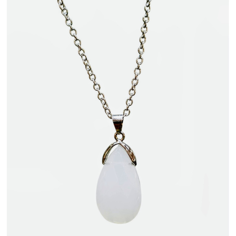 Pendentif Swarovski Cristal Blanc avec Chaîne Acier Inox 42 + 7 cm
