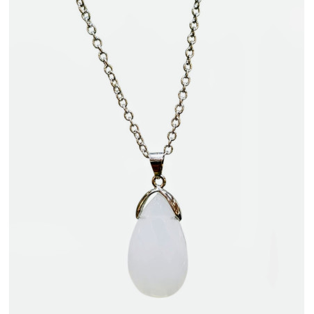 Pendentif Swarovski Cristal Blanc avec Chaîne Acier Inox 42 + 7 cm