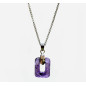 Pendentif Améthyste Rectangle avec Chaîne Acier Inox 42 + 3 cm