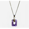 Pendentif Améthyste Rectangle avec Chaîne Acier Inox 42 + 3 cm