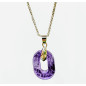 Pendentif Améthyste Rectangle avec Chaîne Acier Inox 42 + 3 cm