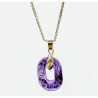 Pendentif Améthyste Rectangle avec Chaîne Acier Inox 42 + 3 cm