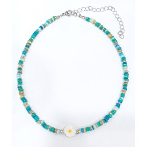 Collier Multipierres Enfant avec Pâquerette Acier 32 + 10 cm