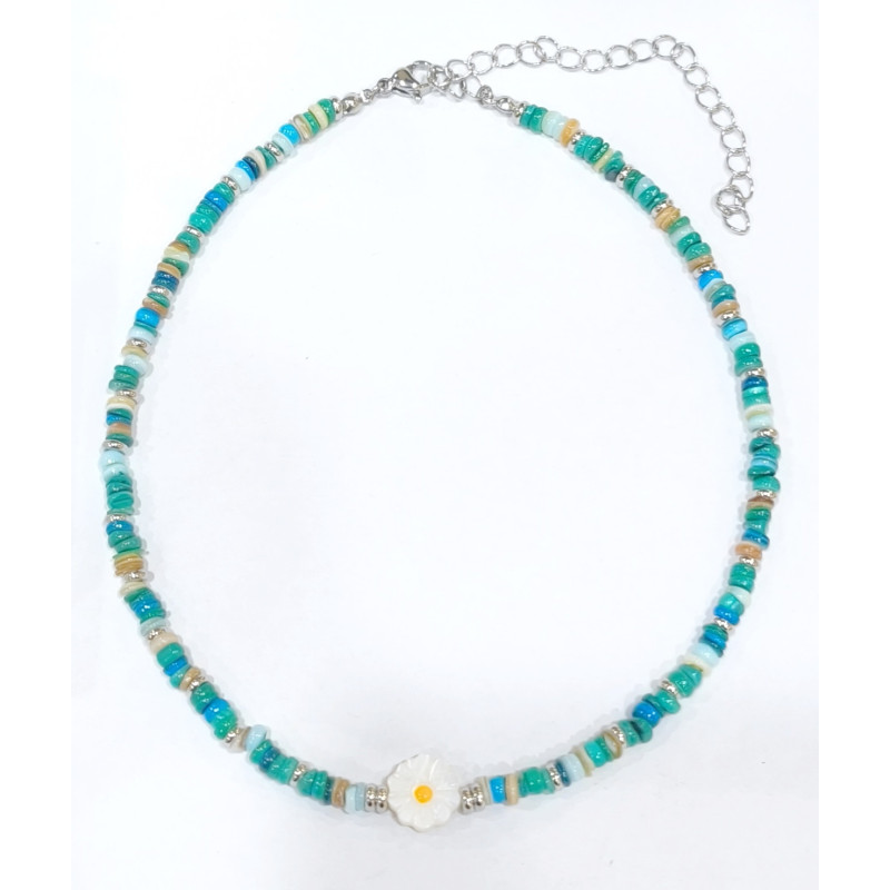 Collier Multipierres Enfant avec Pâquerette Acier 32 + 10 cm