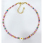 Collier Multipierres Enfant avec Pâquerette Acier Plaqué Or 32 + 10 cm