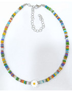Collier Multipierres Enfant avec Pâquerette Acier 32 + 10 cm