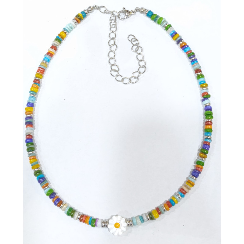 Collier Multipierres Enfant avec Pâquerette Acier 32 + 10 cm