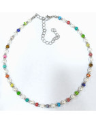 Collier  Multipierres Enfant avec Perles Acier 32 + 10 cm