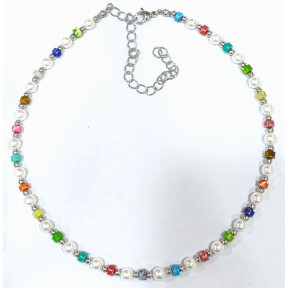 Collier  Multipierres Enfant avec Perles Acier 32 + 10 cm