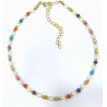Collier  Multipierres Enfant avec Perles Acier Plaqué Or 32 + 10 cm