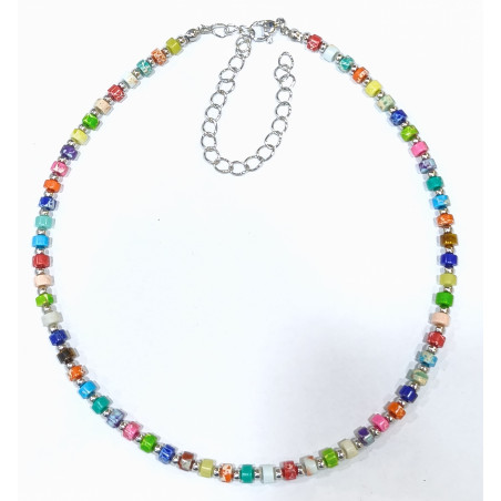 Collier  Multipierres Enfant avec Billes Acier 32 + 10 cm