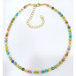Collier  MultipierresEnfant avec Billes Acier Plaqué Or 32 + 10 cm