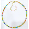 Collier  MultipierresEnfant avec Billes Acier Plaqué Or 32 + 10 cm