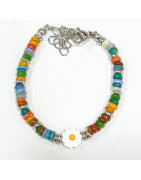 Bracelet Multipierres Enfant avec Pâquerette Acier 13 + 5 cm