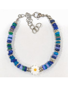 Bracelet Multipierres Enfant avec Pâquerette Acier 13 + 5 cm