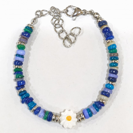 Bracelet Multipierres Enfant avec Pâquerette Acier 13 + 5 cm