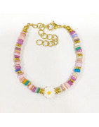 Bracelet Multipierres Enfant avec Pâquerette Acier Plaqué Or 13 + 5 cm