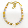 Bracelet Multipierres Enfant avec Pâquerette Acier Plaqué Or 13 + 5 cm