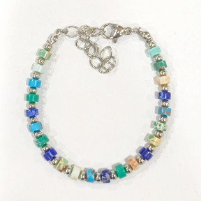 Bracelet Multipierres Enfant avec Billes Acier 13 + 5 cm
