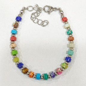Bracelet Multipierres Enfant avec Billes Acier 13 + 5 cm