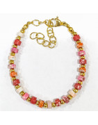Bracelet Multipierres Enfant avec Billes Acier  Plaqué Or 13 + 5 cm