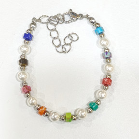 Bracelet Multipierres Enfant avec Perles et Billes Acier 13 + 5 cm