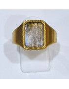 Bague Labradorite Type Chevalière Plaquée Or
