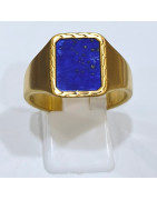 Bague Lapis-Lazuli Type Chevalière Plaquée Or