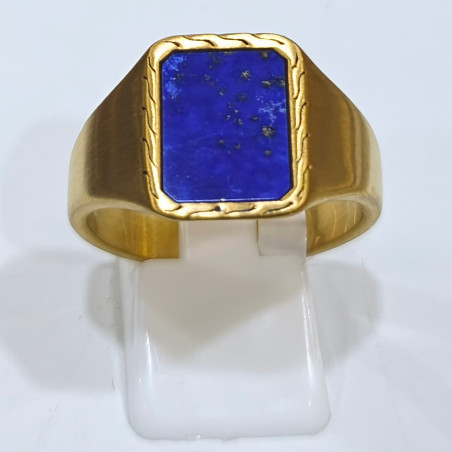 Bague Lapis-Lazuli Type Chevalière Plaquée Or