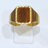 Bague Œil de Tigre Type Chevalière Plaquée Or