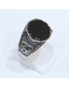 Bague Onyx Plate Type Chevalière Acier Inox