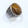 Bague Œil de Tigre Type Chevalière Acier Inox