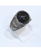 Bague Onyx Type Chevalière Acier Inox