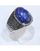 Bague Lapis-Lazuli Type Chevalière Acier Inox
