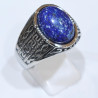 Bague Lapis-Lazuli Type Chevalière Acier Inox