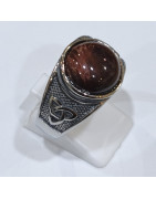 Bague Œil de Taureau Type Chevalière Nœud Celtique Acier Inox