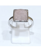 Bague Quartz Rose Carré Argent 925