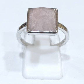 Bague Quartz Rose Carré Argent 925