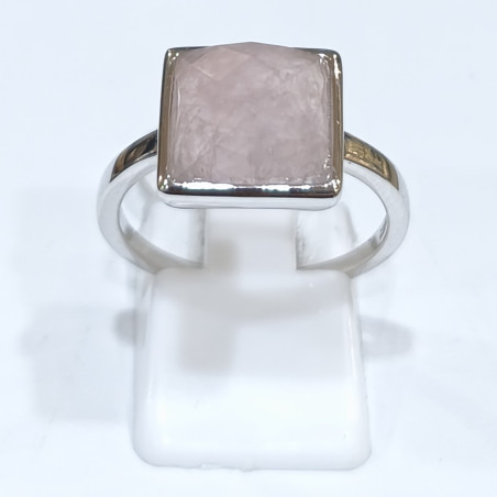 Bague Quartz Rose Carré Argent 925